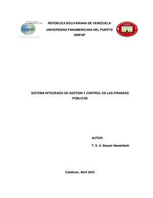 Sistema Integrado De Gestion Y Control De Las Finanzas Públicas