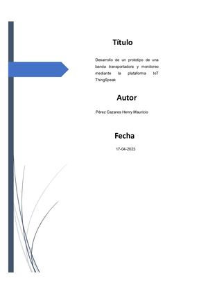 Desarrollo de un prototipo de una banda transportadora y monitoreo mediante la plataforma IoT ThingSpeak