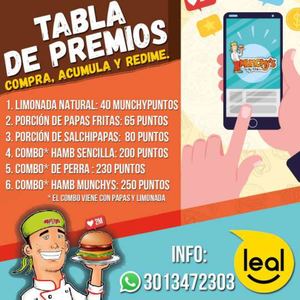 Tabla De Premios MunchyPuntos