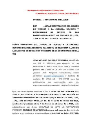 Recurso De Apelacion Modelo