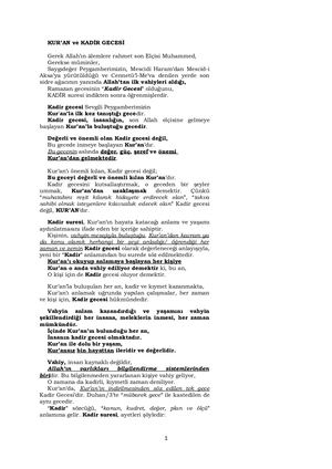 Kur'an Ve Kadi̇r Gecesi̇
