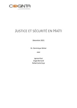 JUSTICE ET SÉCURITÉ EN HAÏTI