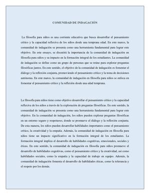Comunidad De Indagación
