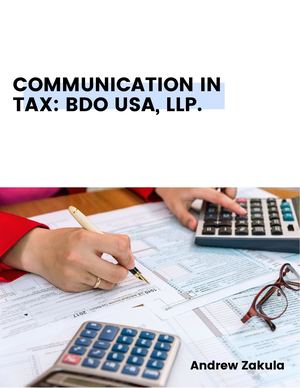 Communication in Tax: BDO USA, LLP.