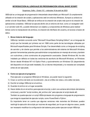 Introduccion Al Lenguaje De Programacion Visual Basic Script
