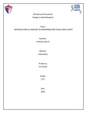 Introducción Al Vbscript Liz Solís 11c