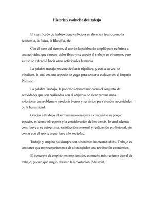 Historia Y Evolución Del Trabajo