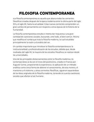 Filosofia Contemporanea