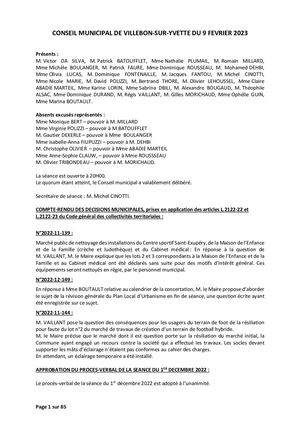 Procès Verbal Séance 2023 02 09