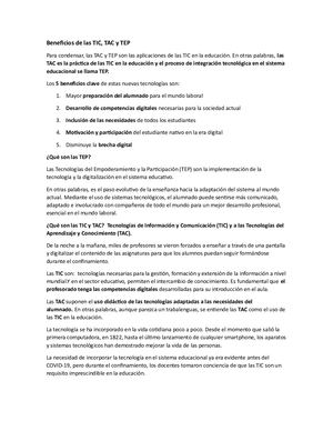 Beneficios De Las Tic