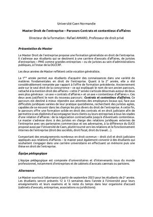 Master Droit De L'entreprise Contrats Et Contentieux D'affaires