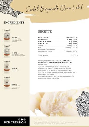 RECETTE Sorbet Bergamote Clean Label