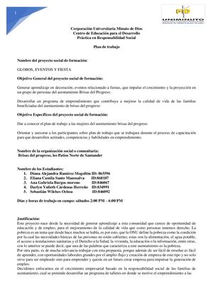 Plan De Trabajo Proyecto Social 6