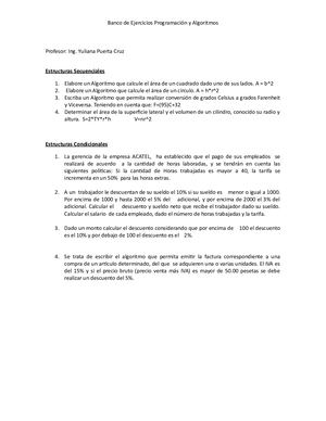 Banco De Ejercicios Condicionales Medio