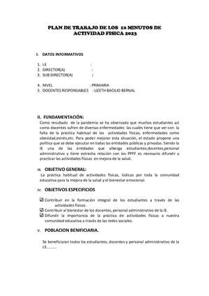Plan 10 Min Actividad Fisica Primaria
