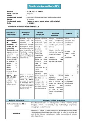 SESION DE APRENDIZAJE DE EDUCACION FISICA 2023 PRIMARIA-5TO GRADO