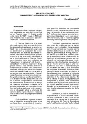 La Práctica Docente Una Interpretación