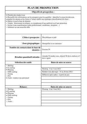 Plan De Prospection RFM