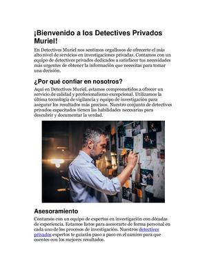 ¡Bienvenido A Los Detectives Privados Muriel!.