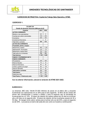 1 Ejercicos Capital De Trabajo