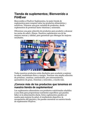 Tienda De Suplementos; Bienvenido A Fit4Ever