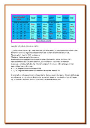 Calendario In Italiano