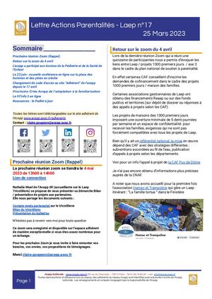 Lettre Parentalité Laep 17