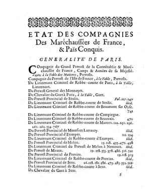 1697 Saugrain État Des Compagnies De Maréchaussée