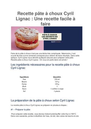 Recette pâte à choux Cyril Lignac : Tout savoir