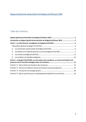 Budget Primitif 2023