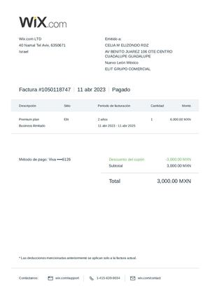 Factura Wix 1050118747