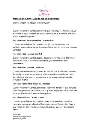 Mensaje De Amor Cuando Me Amé De Verdad