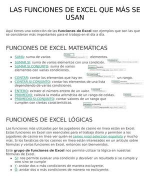 Las Funciones De Excel Que Más Se Usan