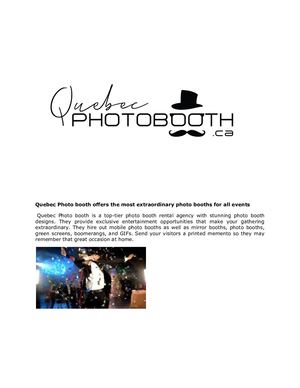 Quebec Photo Booth Offers The Most Extraordinary Photo Booths For All Events