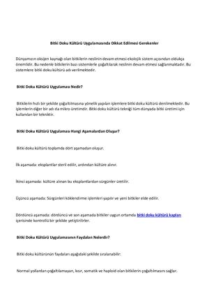 Bitki Doku Kültürü Uygulamasında Dikkat Edilmesi Gerekenler
