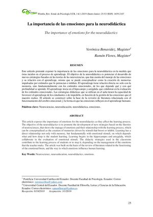 La Importancia De Las Emociones Para La Neurodidáctica