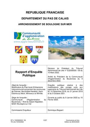 Rapport d'enquête - PLUi - Mars 2023