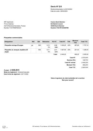 Devis Isp Imprimerie Remisé.