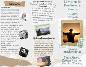 Folleto Tipo Acordeón Tríptico Itinerario Vacaciones Scrapbook Beige Y Verde