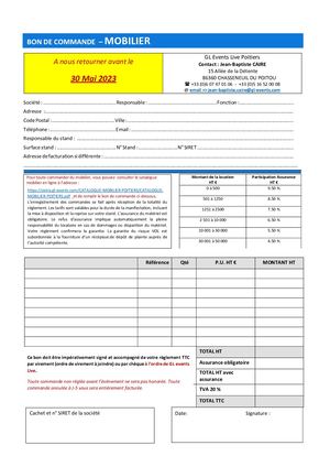 Bon Commande Prestations Complémentaires Gl Events