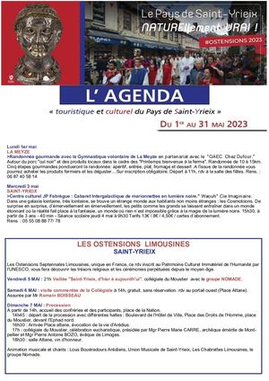 NEWSLETTER MAI 2023 : calendrier des manifestations du Pays de Saint-Yrieix