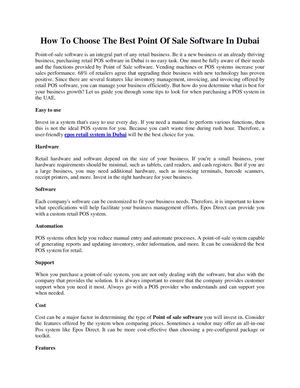 Calaméo - How To Choose The Best Point Of Sale Software In Dubai