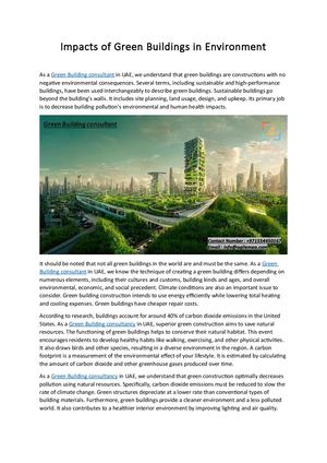 Impacts Of Green Buildings In Environment