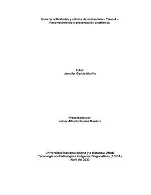 Tarea 4 Reconocimiento Y Presentacion Anatomica