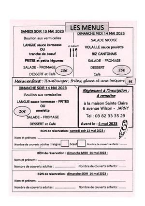 Inscription Repas Kermesse