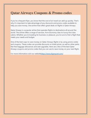 Qatar Airways Coupons Pdf