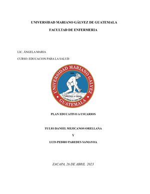 Plan De Charla A Usuarios