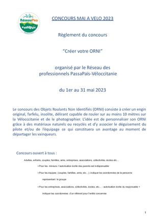 Règlement Concours Mai À Vélo 2023