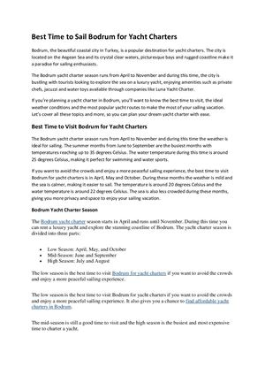 Best Time To Sail Bodrum For Yacht Charters