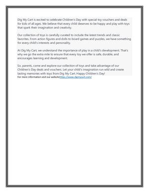 Dig My Cart Is Excited To Celebrate Children